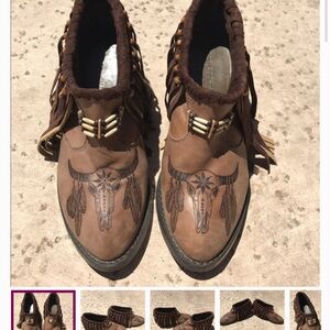 Vince Camuto Brown Ankle Boots with Fringe